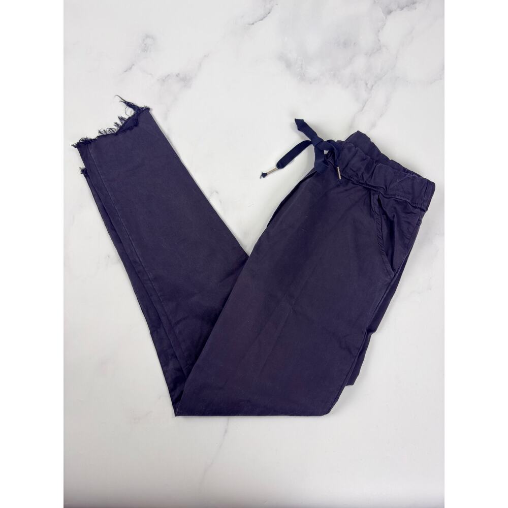 Tina Stephens Black Tencel Pants Made in Italy Raw Hem Travel Chic One Size Boho